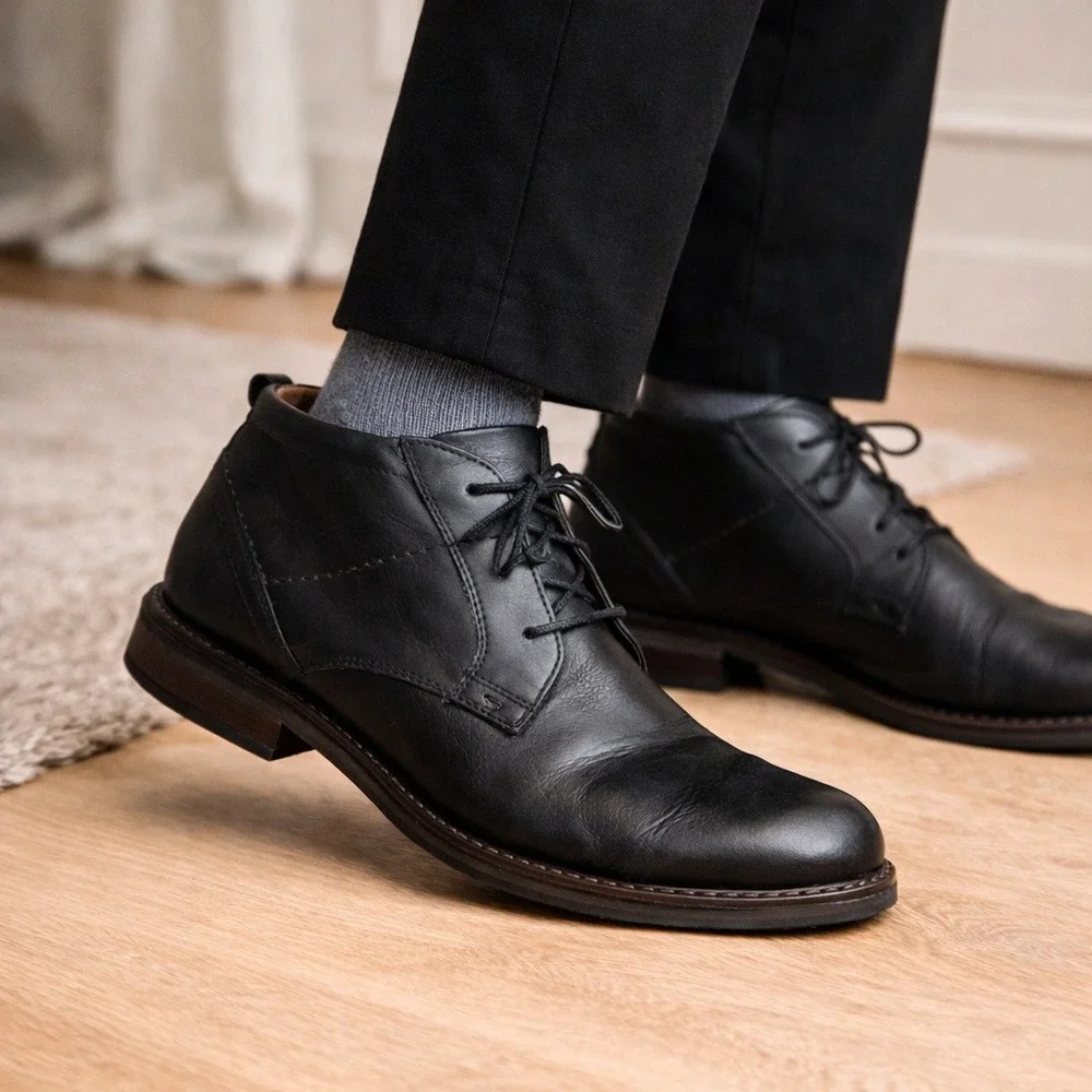 Stoneford Leather Chukka Boots Black Leather Extra‎ Wide German Mens EU 42 US 9